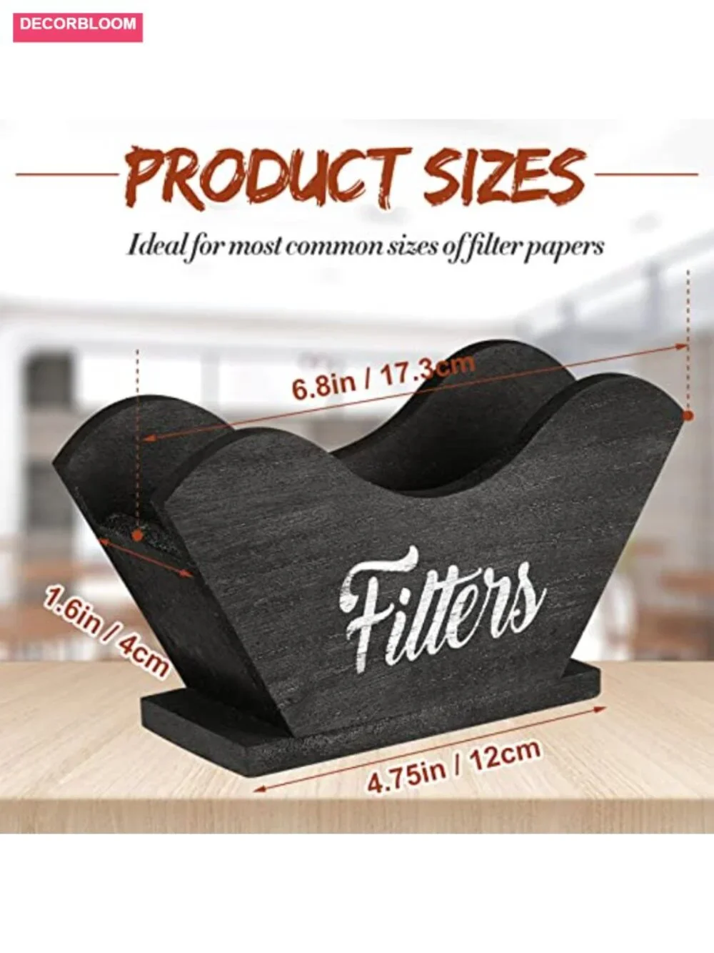 Farmhouse Wooden Coffee Filter Holder Storage Dispenser